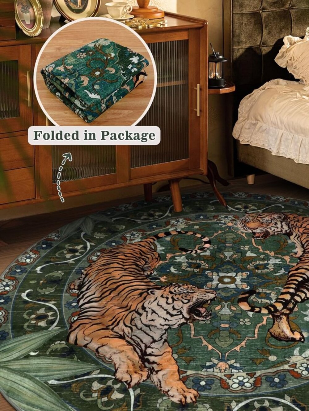 Tiger Round Area Rug - Picture 10 of 11